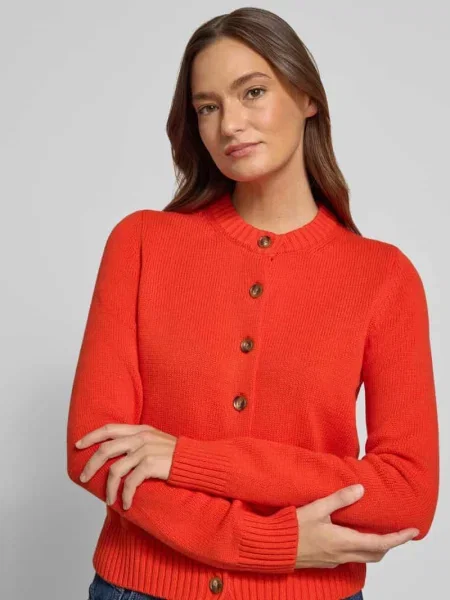 Kardigan z okrągłym dekoltem i zapięciem na Jake*s Casual czerwony