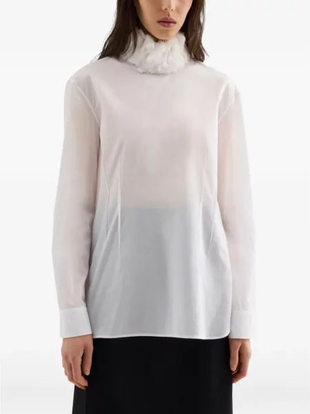 Cămașă Jil Sander din muselină alb
