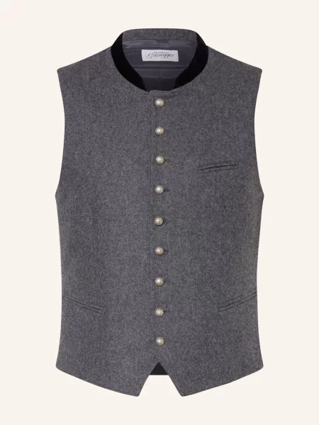 Grasegger Krojová Vesta Aurach Slim Fit tmavě šedá/ tmavě modrá šedá