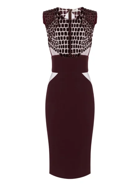 Sukienka midi Elisabetta Franchi z cekinami do kolan garniturowa fioletowa