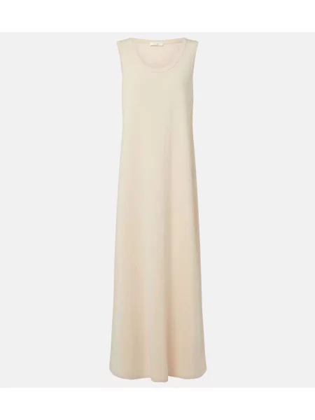 Rochie maxi The Row din jerseu de costum bej