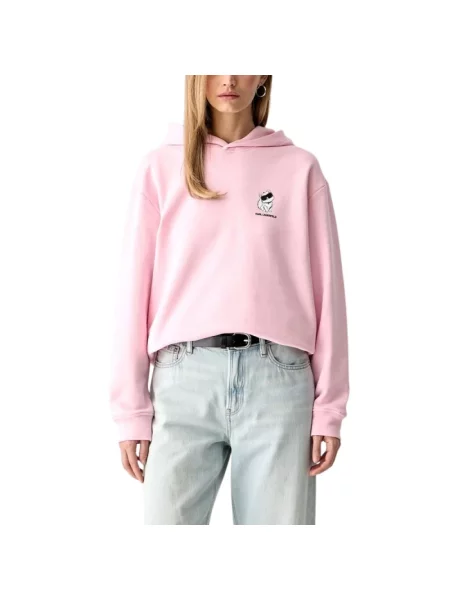 Bluza z kapturem Karl Lagerfeld z kapturem różowa