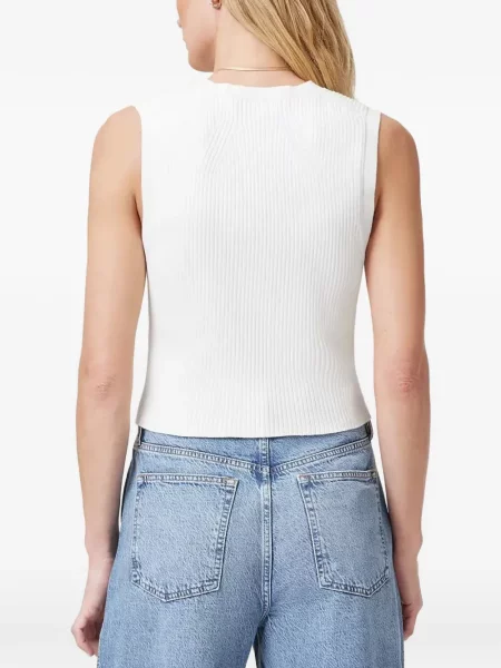 Top Allsaints tricotate cu decolteu în V alb