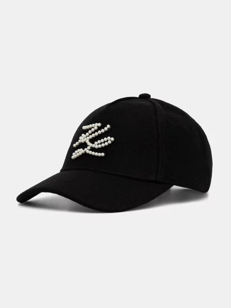 Karl Lagerfeld șapcă pentru femei cu amestec de lână K/AUTOGRAPH negru