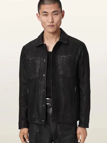 AllSaints bunda PADRO TRUCKER JACKET černá