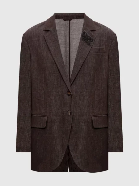 Жакет з брошкою Brunello Cucinelli коричневий