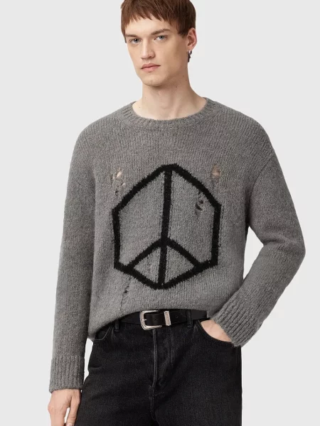 AllSaints pulover din amestec de lână MESSAGE light gri