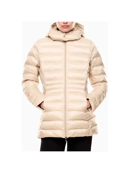 Płaszcz Emporio Armani Ea7 z kapturem dwurzędowy beżowy