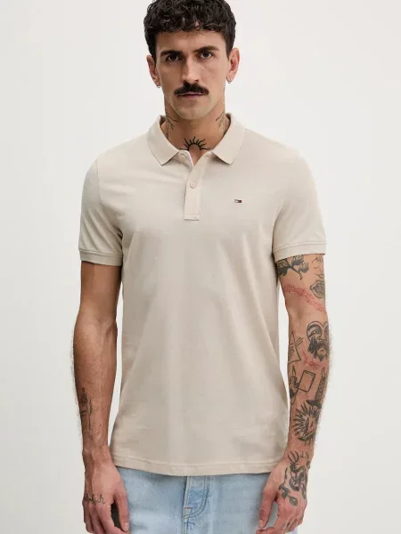 Tommy Jeans polo gładki beżowy