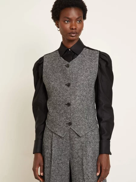 Max Mara Kamizelka Typu Blezer Beato Z Kaszmirem schwarz biała