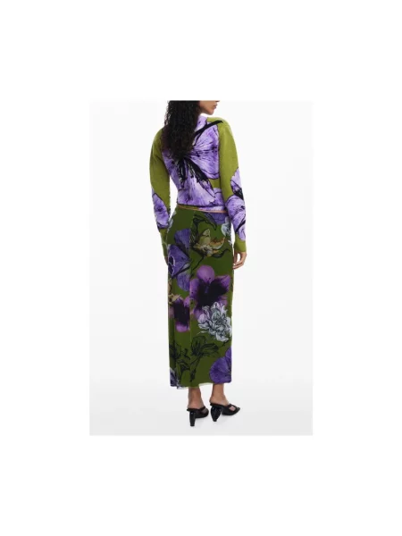 Desigual spódnica TULLEFLOWERS maxi prosta zielony