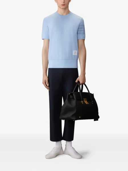 Tricou Thom Browne cu decolteu rotund albastru