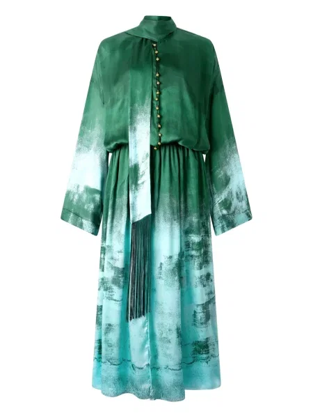 Rochie Roberto Cavalli de mătase de costum verde