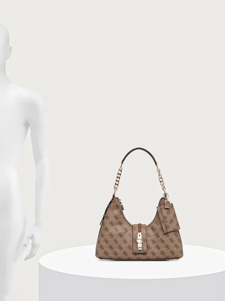 Кожаная сумка хобо Guess
