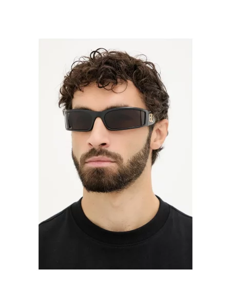 Lniane okulary przeciwsłoneczne Balenciaga Shield czarne