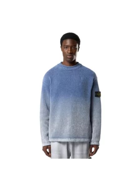 Dzianinowy sweter Stone Island z kamieniami niebieski