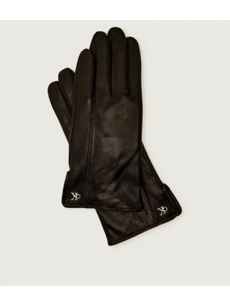 Calvin Klein Mănuși de piele cu adaos de lână negru