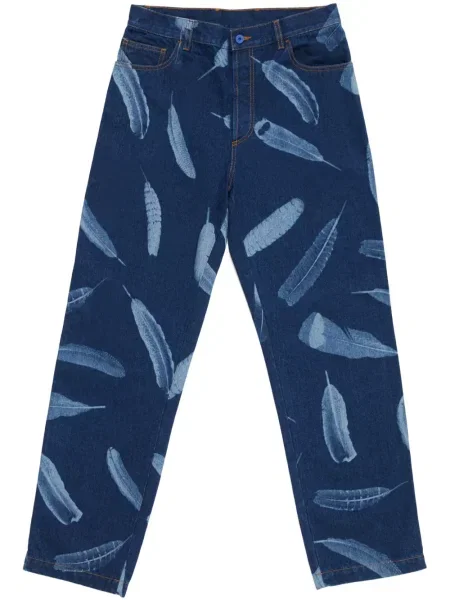 Blugi drepți Marcelo Burlon County Of Milan cu pene albastru