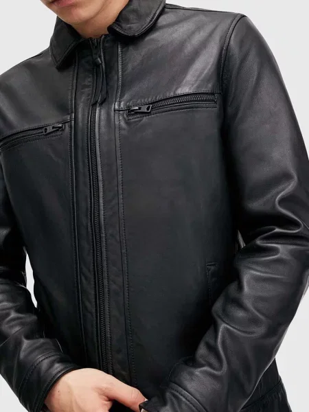 Шкіряна куртка AllSaints LUCK JACKET перехідна чорний