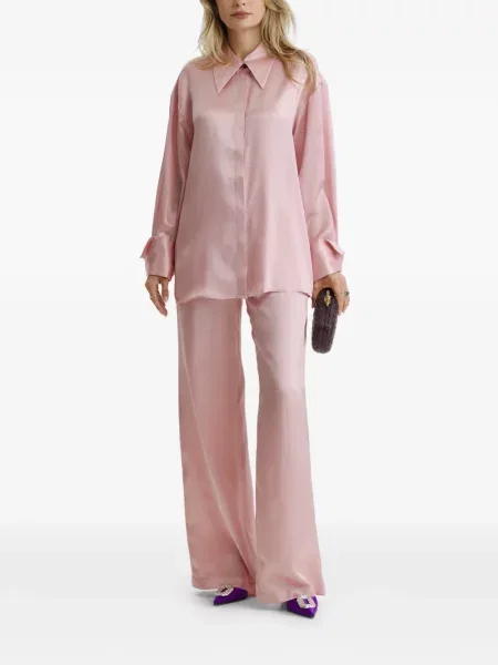 Pijamale Cuanna din satin roz