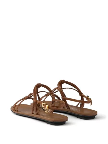 Sandale Prada din piele fără toc maro