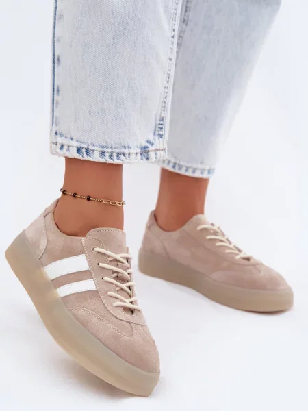 Sneakerși Boto din piele cu platformă alb