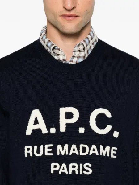 Pulover A.p.c. de lână cu autograf albastru