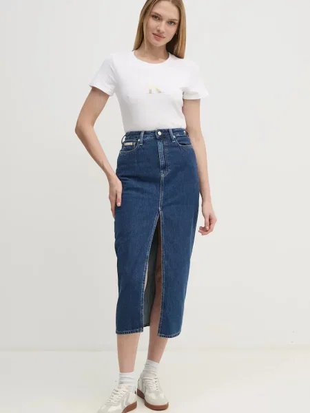 Calvin Klein Jeans fustă din denim albastru