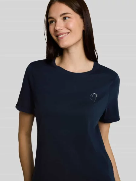 T-shirt o kroju regular fit z czystej bawełny Tom Tailor granatowa