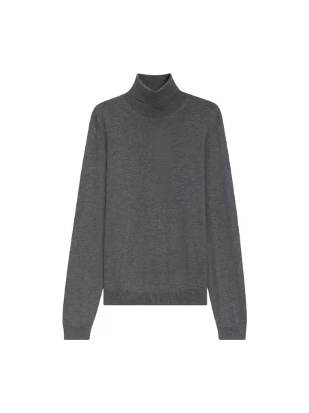 Lniany sweter z golfem Boss Black szary