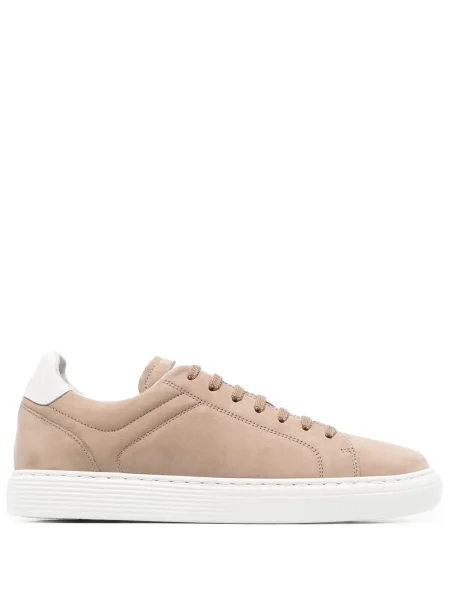 Sneakerși Brunello Cucinelli cu șireturi din piele de căprioară maro