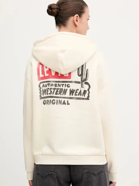 Levi's bluza z kapturem z nadrukiem beżowy