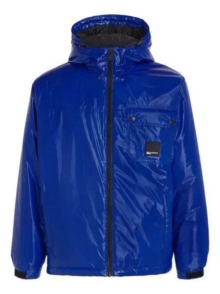 Дънково яке Karl Lagerfeld Jeans с качулка синьо