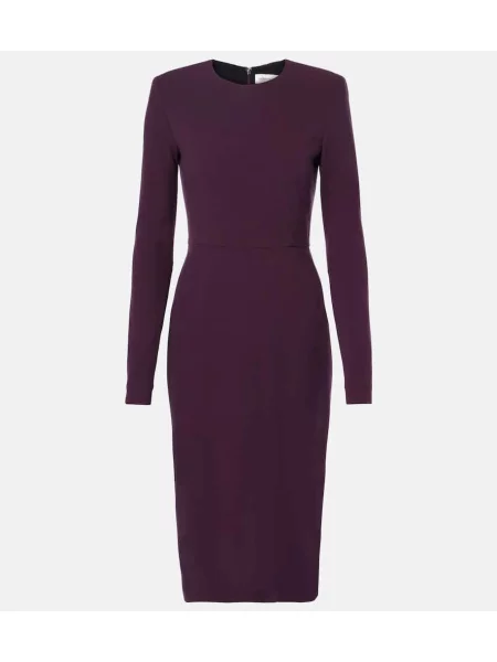 Rochie midi Victoria Beckham de lână până la genunchi de costum violet