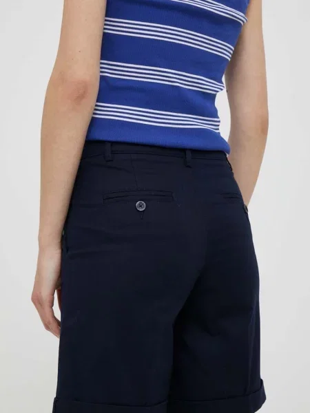 Kraťasy United Colors of Benetton tmavomodrá hladké medium waist
