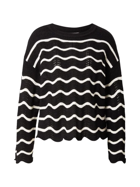 Hailys Pulover negru / lână alb