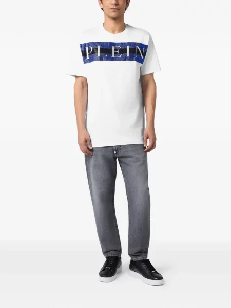 Tricou Philipp Plein cu imagine alb