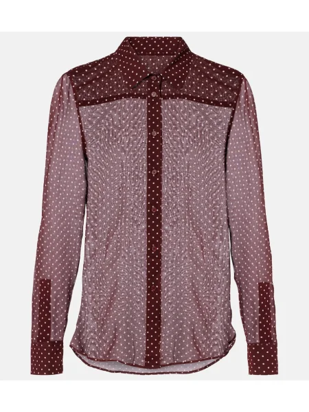 Cămașă Nili Lotan de mătase bordo