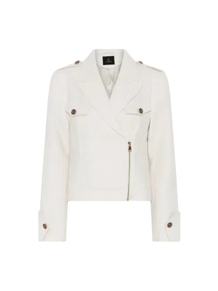 Bruuns Bazaar Kurtki Kobieta M Śnieżnobiała marynarka z z klapkami biały