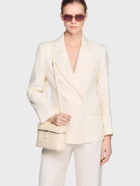 Шкіряна сумка Sandro біла