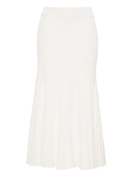 Fustă midi Cara Cara până la genunchi cu nervuri alb