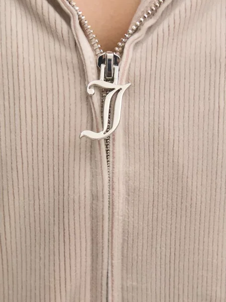 Juicy Couture pizsama felső LIV RIB VELOUR HOODIE bézs