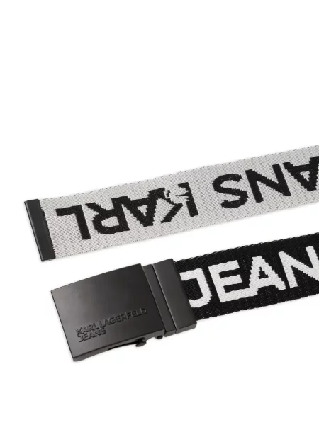 Csatos jacquard öv Karl Lagerfeld Jeans autogrammal fekete
