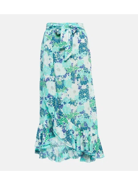 Fustă midi Poupette St Barth cu model floral până la genunchi