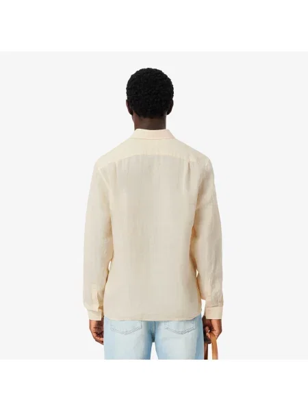 Lacoste Koszula Lniana Regular Fit beżowy