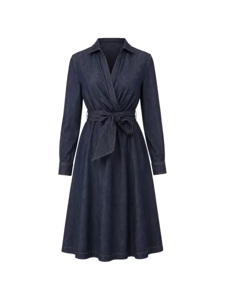 Ζωσμένος φόρεμα Lauren Ralph Lauren κρουαζέ μπλε