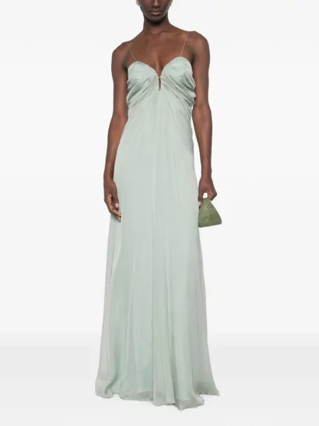 Rochie maxi Raquel Diniz cu volane verde