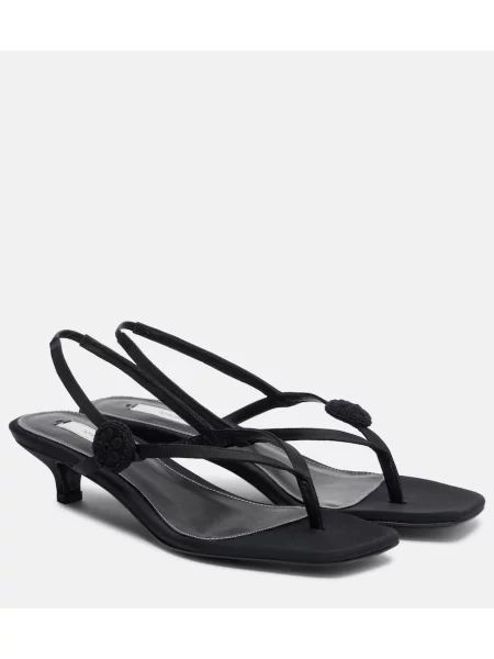 Sandale Toteme din piele de căprioară cu model floral slingback negru