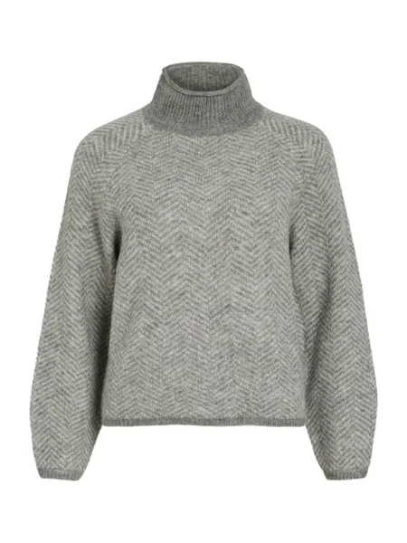 VILA Svetr VILory světle béžová / melír šedý