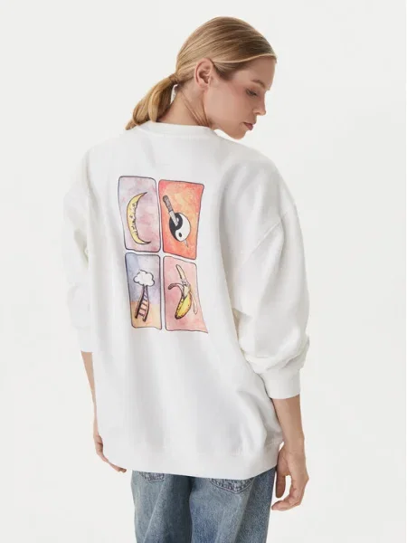 RVCA Bluză Spanky Loteria Oversize alb